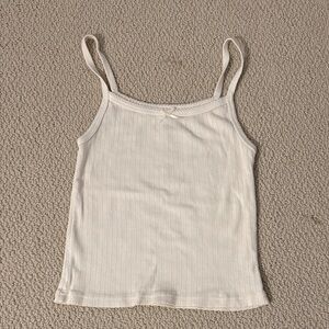 Brandy Melville Women's Cream Baby Ribbed Tank Top